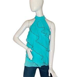 IZ Byer Women Ruffles Blouse Sleeveless Hidden Side Zipper Full Lining S…